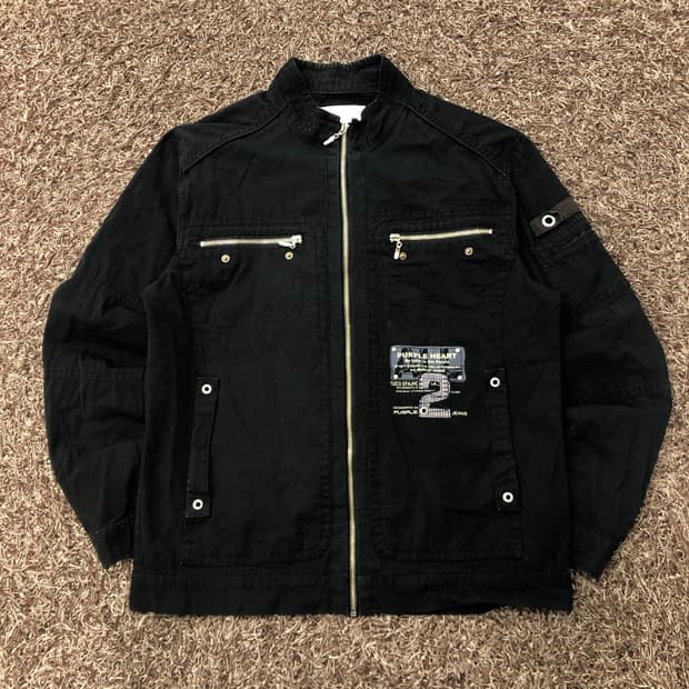 퍼플 하트 빈티지 바이커 집업 자켓