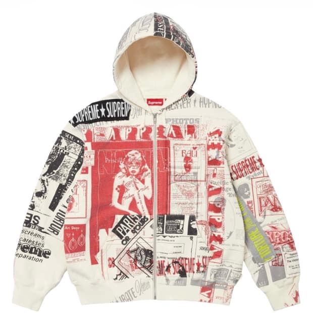 슈프림 콜라주 집업 후드 스웨트셔츠 화이트 - 24SS