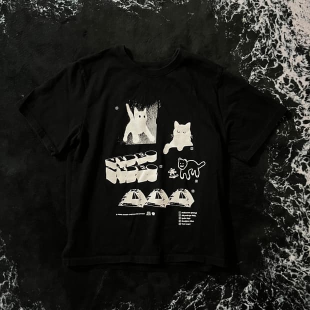 고양이프린팅 반팔