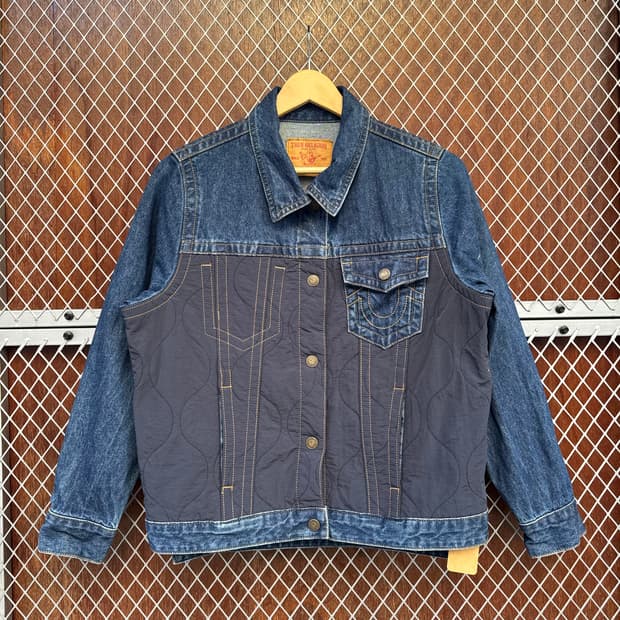 트루릴리전 데님 퀄팅 배색 청 자켓 M