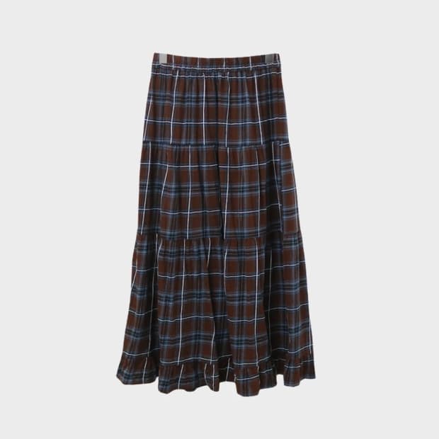 체크 캉캉 롱 스커트 67124
