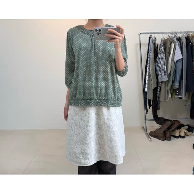 빈티지 도트 블라우스