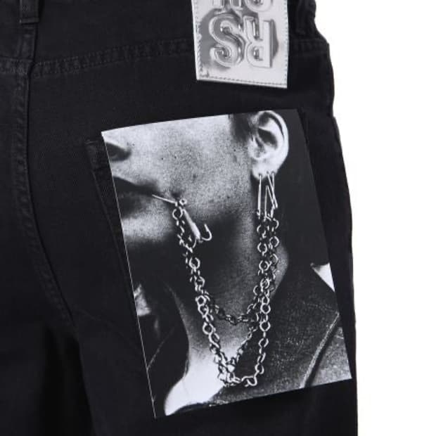 라프시몬스 실버패치 턴업 데님 진