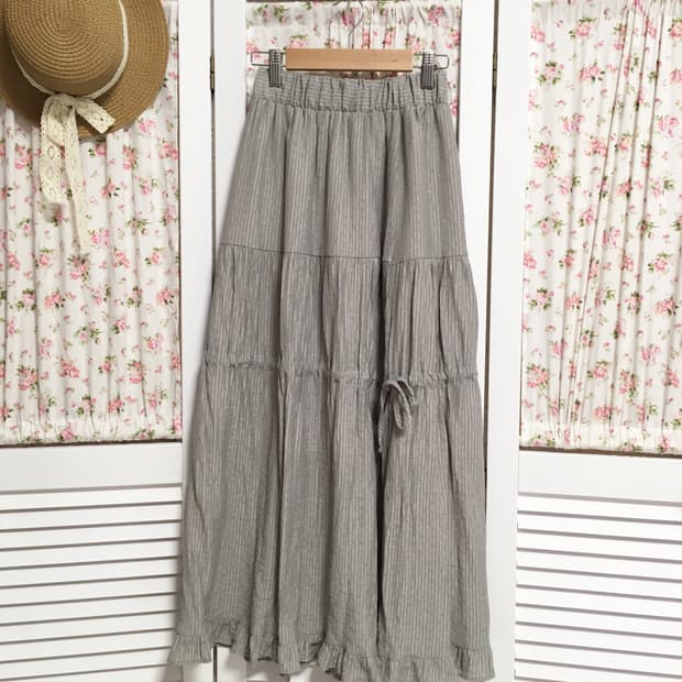 빈티지 소라그레이 리본 스커트