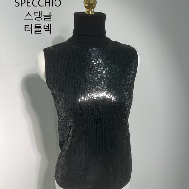 specchio 스피치오 스팽글 터틀넥 슬리브리스
