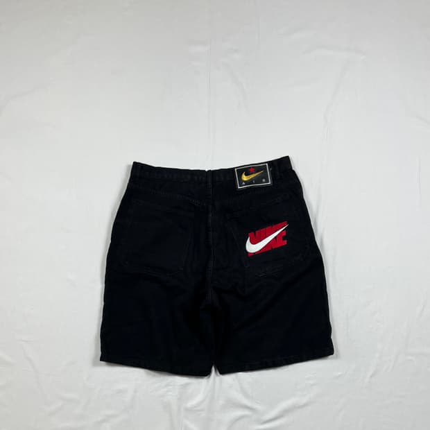 90’s 나이키 nike 스펠아웃 스우시 로고 블랙 데님팬츠 반바지