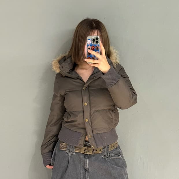 hood fur detail 2-way zipper padding