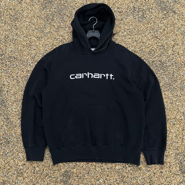 칼하트 스펠로고 블랙 후드티