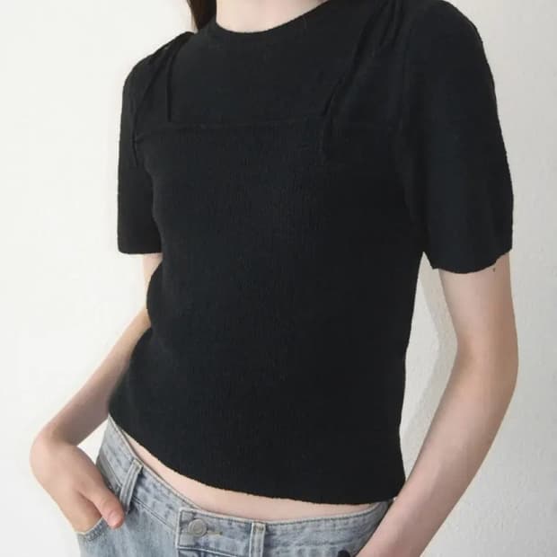 로우클래식 니트 RIBBED SHORT SLEEVE SWEATER