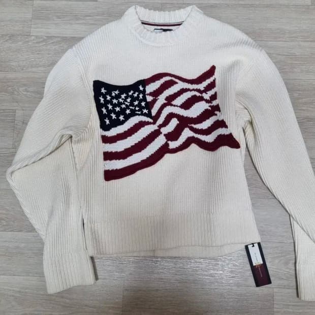 타미힐피거 성조기 니트 L 화이트