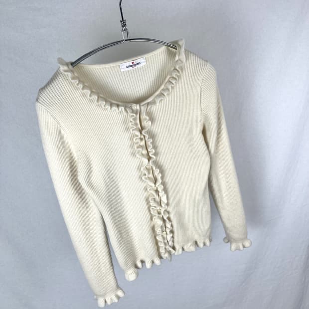 Vintage 셔링 아이보리 가디건