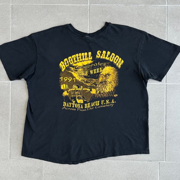 90s 빈티지 바이커 티셔츠 XXL 디스트레스드 Boothill salo