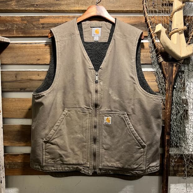 [L]칼하트 USA 빈티지 페인팅 차콜 캔버스 워크 베스트