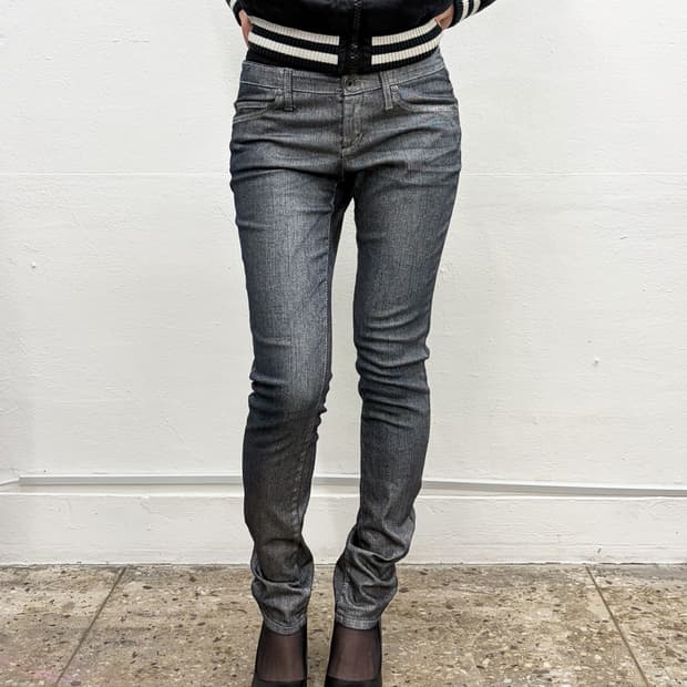 시슬리 메탈릭 코팅 스키니 진