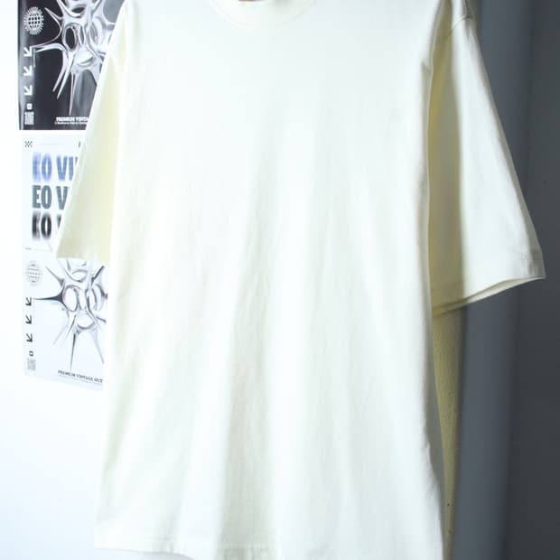 (L-XL) 샤카웨어 반팔 티셔츠 USA 아이보리 크롭 무지-7B54
