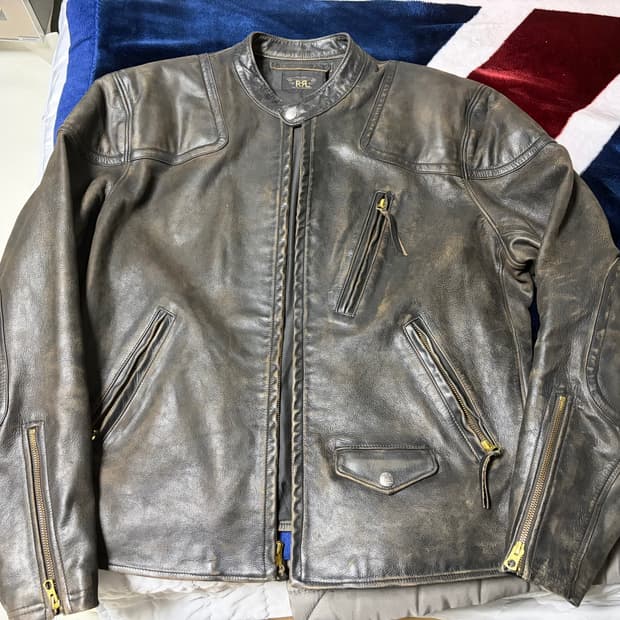 RRL 레더 모토 자켓 L