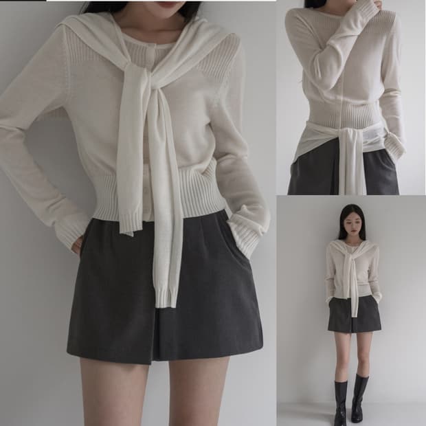 케이클럽 아이보리색 가디건 새상품입니다. 숄 따로 있는 구성으로 포인트를