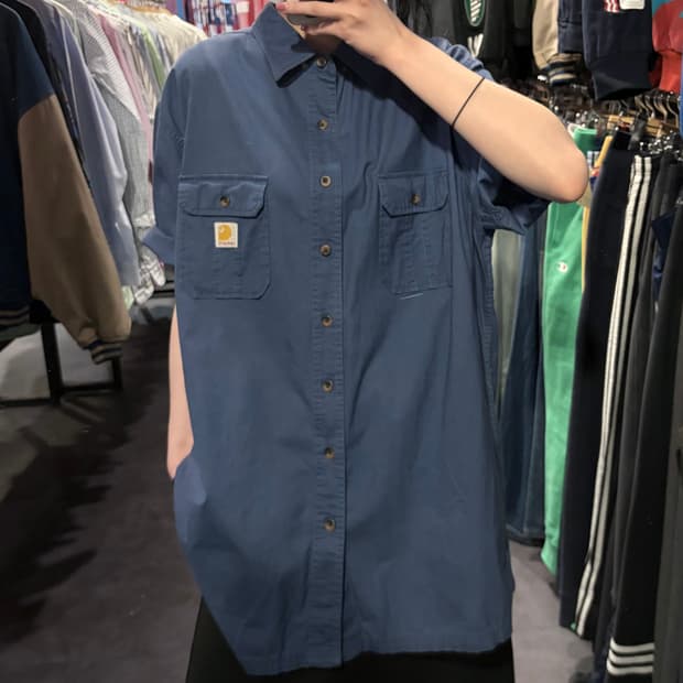 [IM] Carhartt 칼하트 투포켓 반팔 셔츠 블루