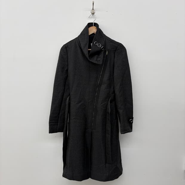 아르마니 블랙 퀼팅 롱 코트 여/S