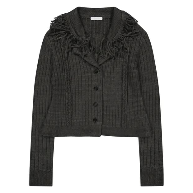 오호스 Tassel Collar Knit Cardigan