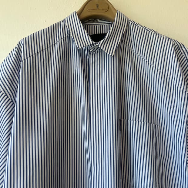 준지 JUUN.J 남성 네이비 스트라이프셔츠 코튼반팔셔츠