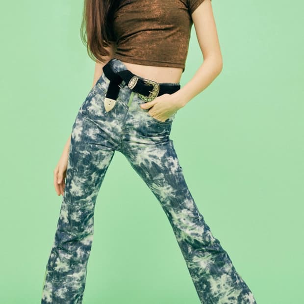 BADEE CONTRASTED COLOR DENIM PANTS [BLUE