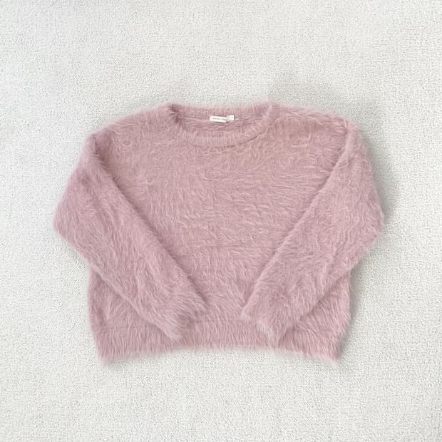로즈핑크 헤어리 퍼 여리핏 니트