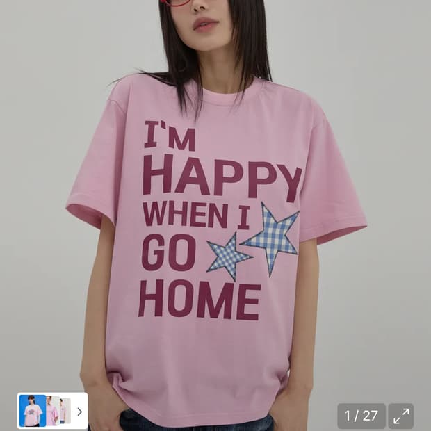 와이케이 waikei I am HAPPY 반팔티셔츠 핑크