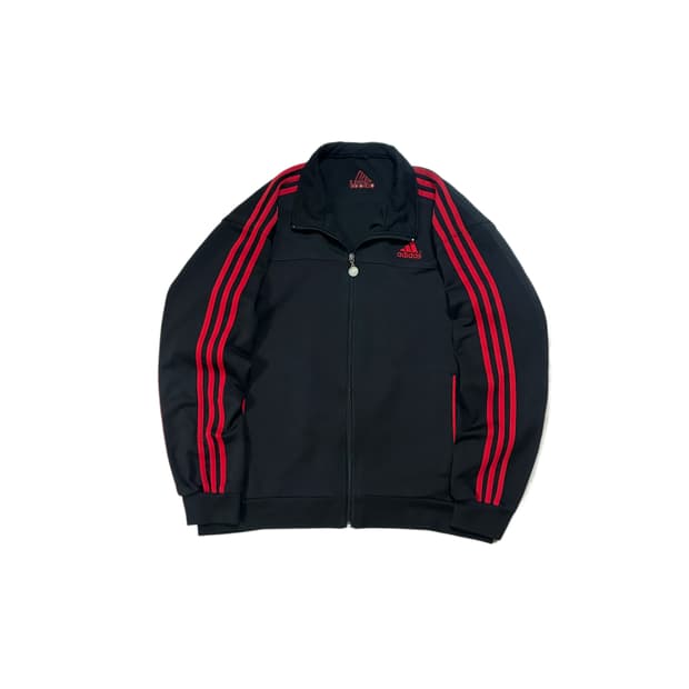 아디다스 오버핏 검빨 져지 블랙 레드 트랙탑