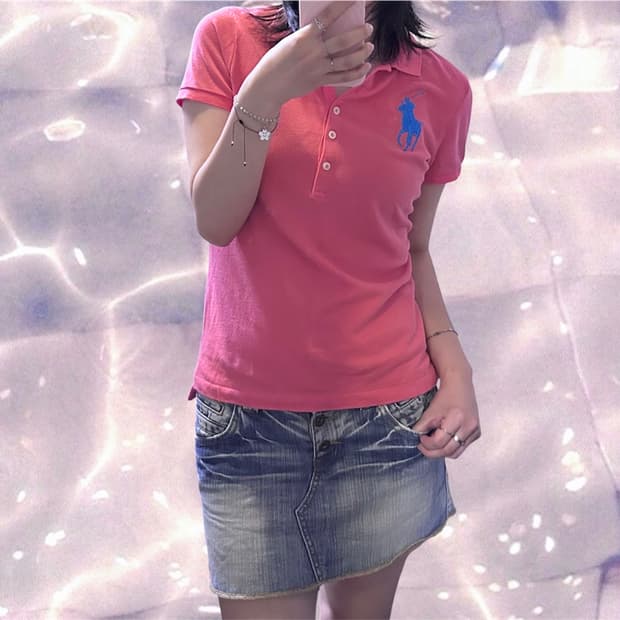 폴로 랄프로렌 빅포니 치프키프 반팔 카라 티셔츠 핑크 M