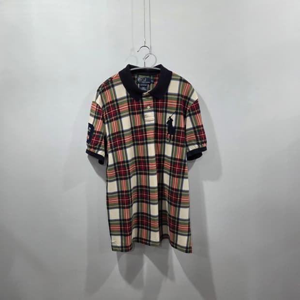 폴로랄프로렌 피케 빅포니 체크반팔 카라티 XL