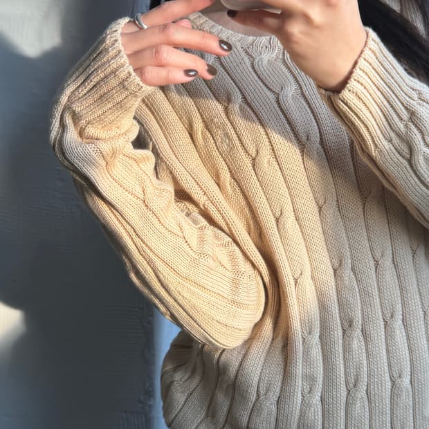 Polo 폴로 랄프로렌 신형 피마코튼 라이트베이지 케이블 니트