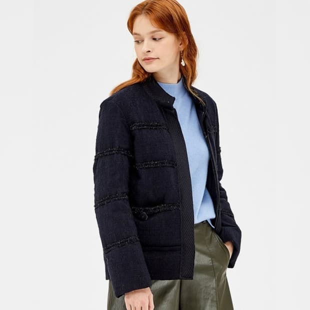 SJSJ 니팅 트위드 구스 패딩