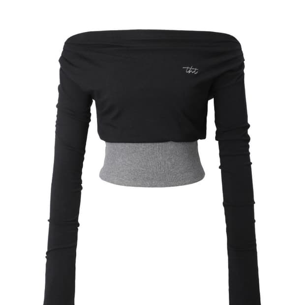 쓰리타임즈 립 오프숄더 탑S Rib off-shoulder top