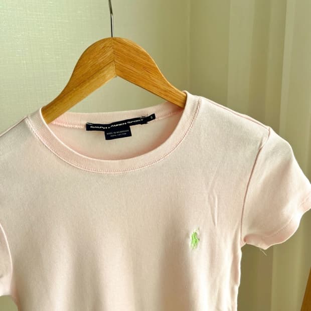 폴로 랄프로렌 베이비핑크 스판o 폴로반팔티 연핑크