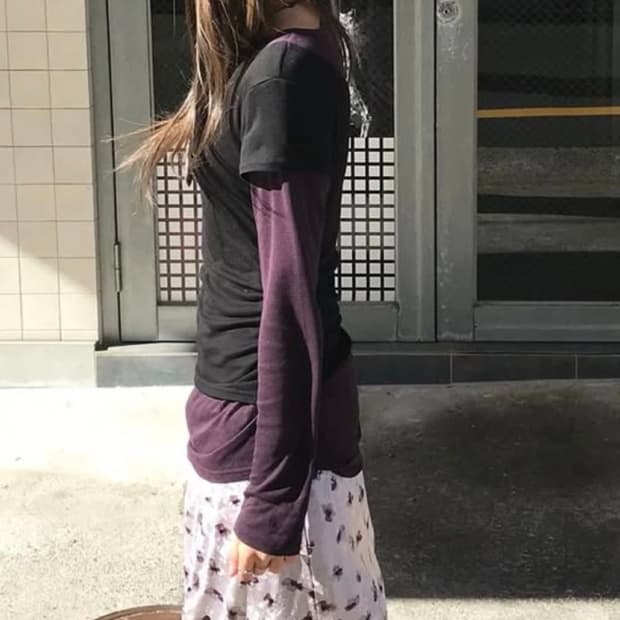  틸데서울 레이어드 텐셀 배색 티셔츠