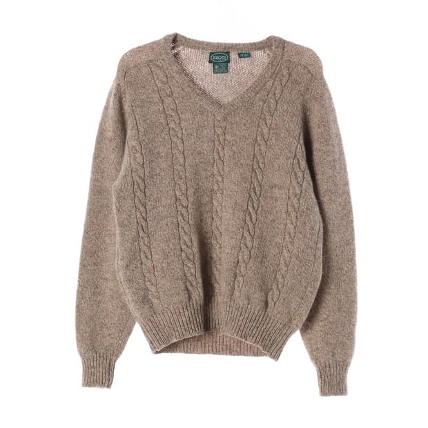 IZOD 90s 빈티지 퓨어 울 케이블 브이넥 니트 XL