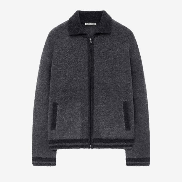 인사일런스 콘트라스트 부클 집업 카디건 CHARCOAL L사이즈