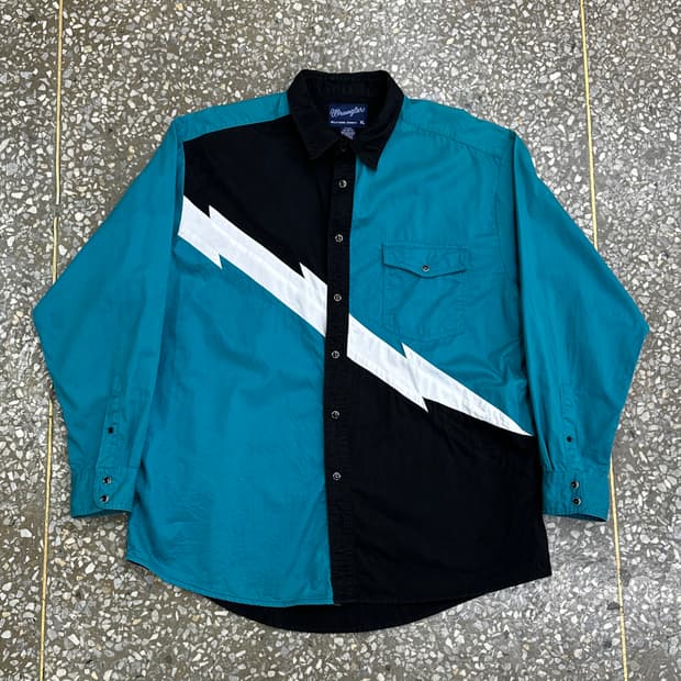 랭글러 라이트닝 컬러블록 웨스턴 셔츠 XL