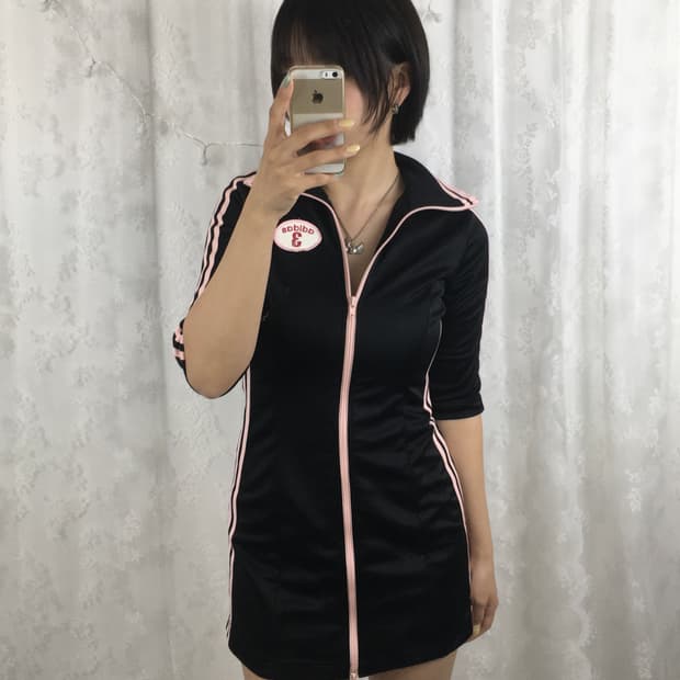 ADIDAS black pink jersey dress