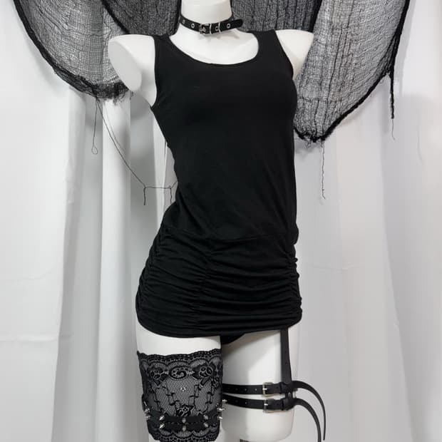 glitter shirring sleeveless