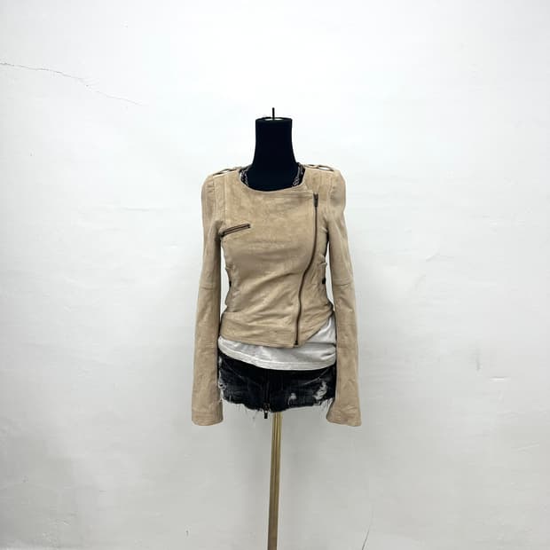 Ivory suede rider jacket
