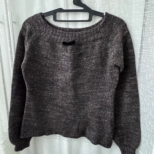 올리브데올리브 다크브라운 멜란지 리본 니트 55