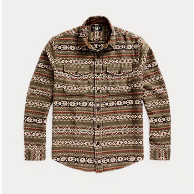 rrl 스웨이드 트림 자카드 오버셔츠 (페어아일) L