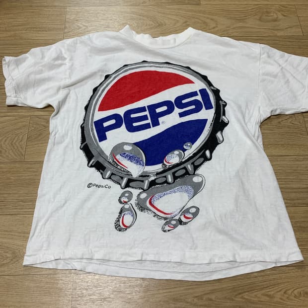 Pepsi 펩시 빈티지 싱글스티치 크롭 반팔
