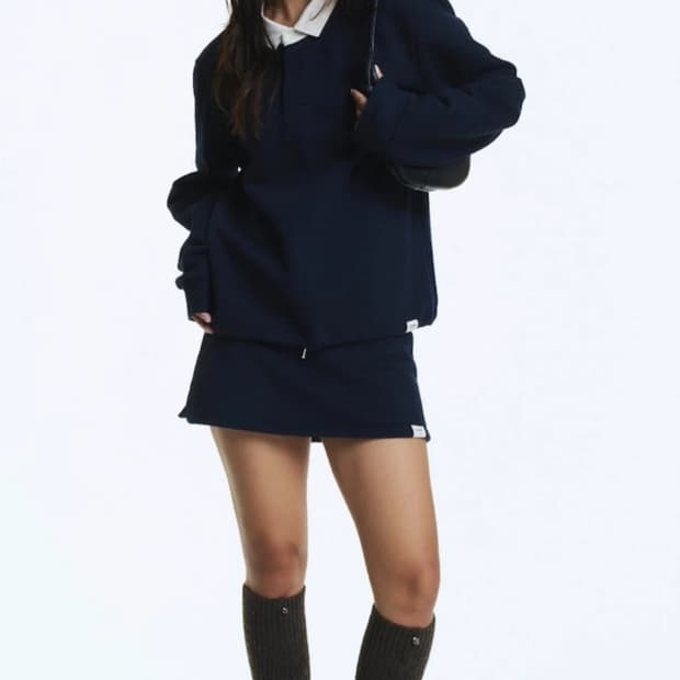 글로니 g drawstring 스커트 + 스웻셔츠 세트