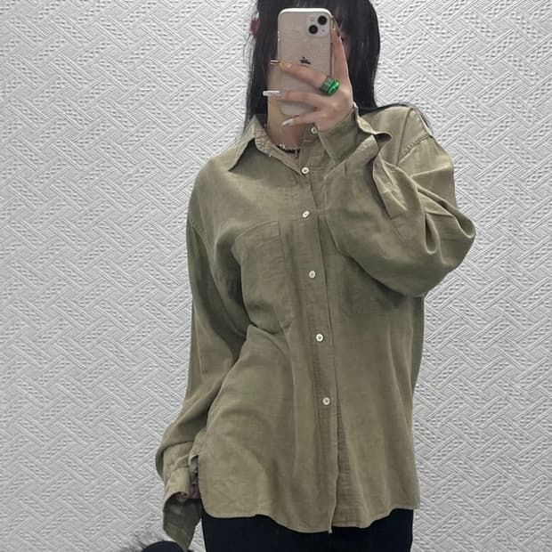 스톤아일랜드 빈티지 컨트리 딥카키 셔츠 M C08086