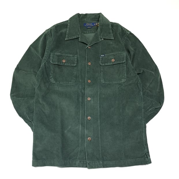 CK026 XS 폴로 QR인증 코듀로이 포레스트그린 워크 셔츠 남방