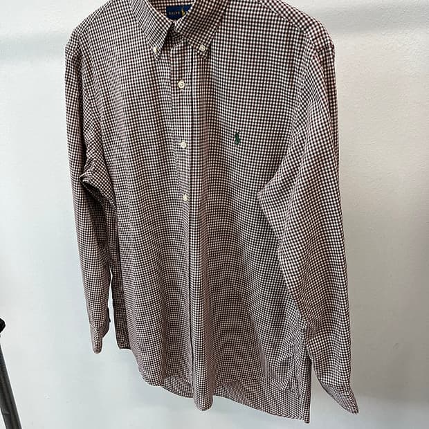 110) 폴로 신형 브라운 깅엄체크 셔츠 