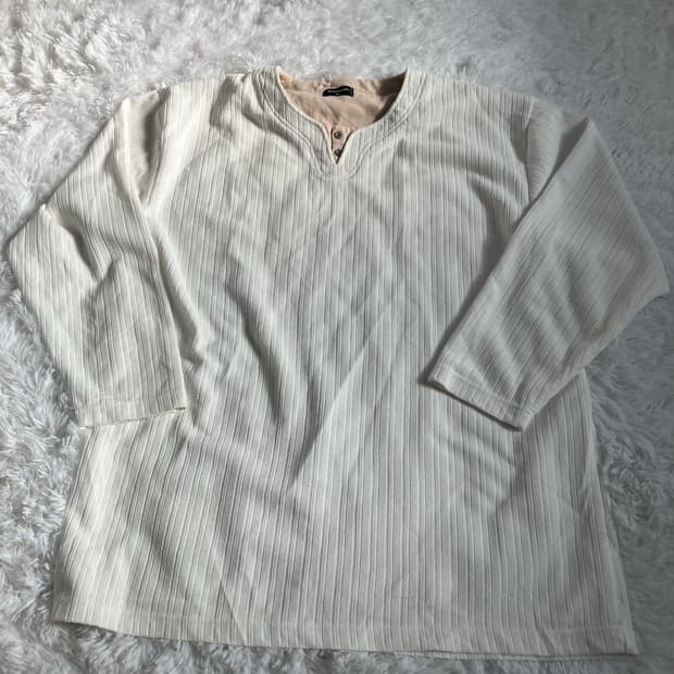 5xL 화이트 레이어드 스트라이프 긴팔 y2k 스트릿 갸루 펑키 일본빈티